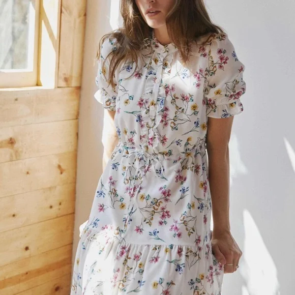 Christy Dawn Elle Dress in Alabaster Garden Silk Size Medium - Picture 3 of 8